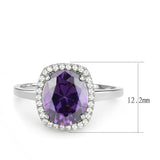 Women's 2.50ct Oval Cut Purple Amethyst CZ Halo Style Ring in Stainless Steel
