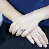 Women's 2.50ct Oval Cut Purple Amethyst CZ Halo Style Ring in Stainless Steel