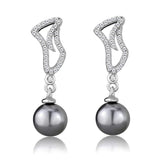 Women's Gray Pearl Dangle Earrings Sterling Silver