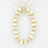 Women's Antique Silver Light Pink Bead and White Synthetic Pearl Stretch Bracelet