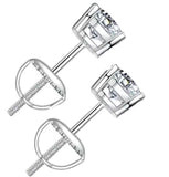 Edwin Earls Men's Women's 6mm Princess Cut Screwback Earrings Sterling Silver