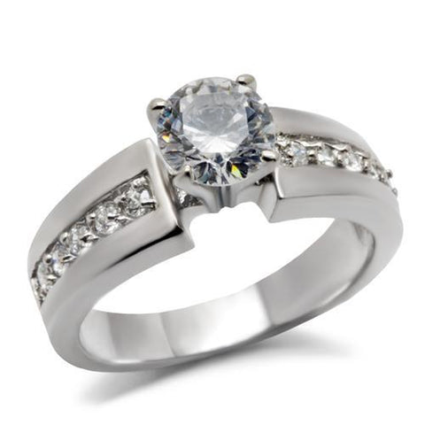 Women's 1.50ct CZ Solitaire Engagement Ring in Stainless Steel