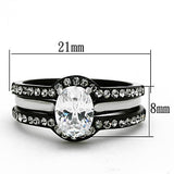 His Hers Women and Men 4 Piece Black Stainless Steel & Titanium Wedding Ring Set