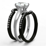 His Hers Women and Men 4 Piece Black Stainless Steel & Titanium Wedding Ring Set