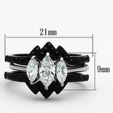 His Hers 4 Piece CZ Black Plated Stainless Steel & Titanium Matching Wedding Band Ring Set