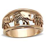 Women's Rose Gold Plated Elephant Caravan Ring in Stainless Steel