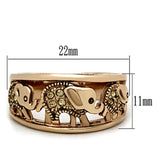 Women's Rose Gold Plated Elephant Caravan Ring in Stainless Steel
