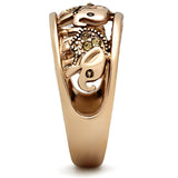 Women's Rose Gold Plated Elephant Caravan Ring in Stainless Steel