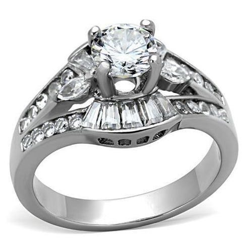 Women's 1.50ct CZ Solitaire Engagement Ring in Stainless Steel