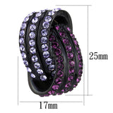 Purple & Lavender Crystal Twisted Hoops Stud Earrings Black Plated Stainless Steel