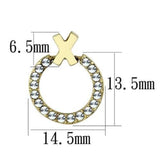 Clear Crystal  X-O Dangle Earrings Yellow Gold Plated Stainless Steel