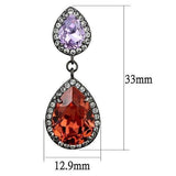 Edwin Earls Women's Pear-Shaped Dangle Orange Crystal Earrings in Stainless Steel