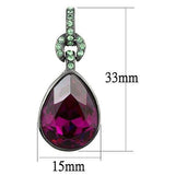Edwin Earls Women's Fuchsia Crystal Dangle Earrings in Light Black Plated Stainless Steel