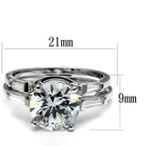 3.50 Ct Round and Baguette Cut CZ Wedding Ring Set in Stainless Steel