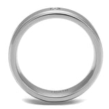 Men's Stainless Steel Wedding Band with CZ Stone