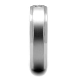 Men's Stainless Steel Wedding Band with CZ Stone