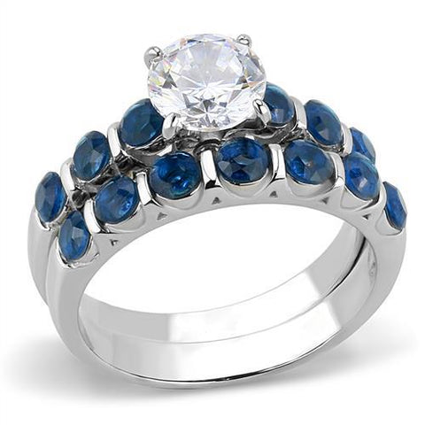 Women's 2.25 Ct Blue CZ Wedding Ring Set in Stainless Steel