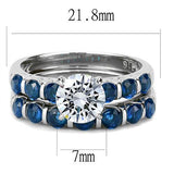 Women's 2.25 Ct Blue CZ Wedding Ring Set in Stainless Steel