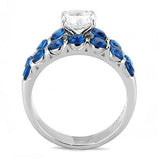 Women's 2.25 Ct Blue CZ Wedding Ring Set in Stainless Steel