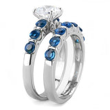 Women's 2.25 Ct Blue CZ Wedding Ring Set in Stainless Steel