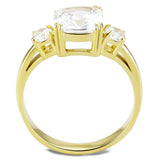 3.65ct Royal Engagement Ring Three Stone 14kt Yellow Gold Plated Stainless Steel Ring - Perfect for Your Happily Ever After