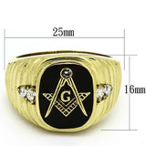 Mens Masonic Freemason Yellow Gold Plated Stainless Steel Ring