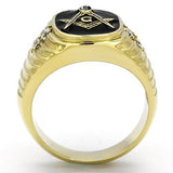 Mens Masonic Freemason Yellow Gold Plated Stainless Steel Ring