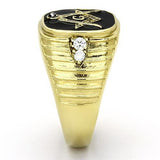 Mens Masonic Freemason Yellow Gold Plated Stainless Steel Ring