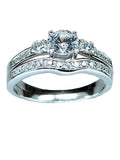 Her & His Sterling Silver and Stainless Steel Cz Wedding Ring Set - EdwinEarls.com