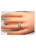 Women's 1.50 Ct Two Piece Three Stone Cz Wedding Ring Set Sterling Silver Rhodium Plated - EdwinEarls.com
