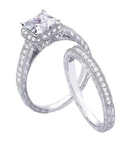 2.50ct Vintage Style Simulated Diamond Engagement Ring Set - Edwin Earls Jewelry
