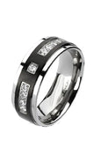 Wedding Ring His and Hers Set Cz Halo and Black Titanium Wedding Engagement Ring Set - Edwin Earls Jewelry