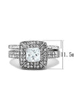 Women's  Cz Halo Wedding Engagement Ring Set Stainless Steel - Edwin Earls Jewelry