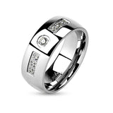 His Her 3.25ct Sterling Silver Halo Wedding Ring Set Men's Stainless Steel