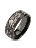 His Hers Wedding Ring Set Black Cz Sterling Silver and Camo Stainless Steel - Edwin Earls Jewelry