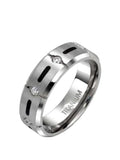 His Hers Wedding Ring Set Sterling Silver & Titanium Wedding Rings - Edwin Earls Jewelry
