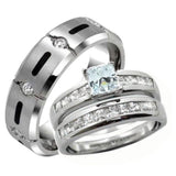 His Hers Wedding Ring Set Sterling Silver & Titanium Wedding Rings - Edwin Earls Jewelry