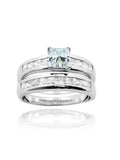Women's 2 Piece Princess Cut Wedding Ring Set Sterling Silver - Edwin Earls Jewelry