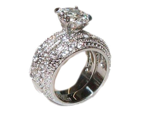 thumbnail image 2 of Men's Stainless Steel Princess Cut CZ Engagement Wedding Band Ring - Size 12-13, R102 2 of 5