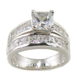 2.25ct Princess Cut Cz Engagement Ring Set Sterling Silver 5,6,7,8,9,10,11 - Edwin Earls Jewelry