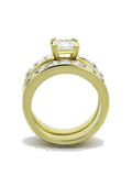 3.50 ct 2 Piece Cz Wedding Engagement Ring Set Yellow Gold Plated Stainless Steel - EdwinEarls.com