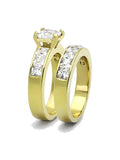 3.50 ct 2 Piece Cz Wedding Engagement Ring Set Yellow Gold Plated Stainless Steel - EdwinEarls.com