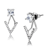 Edwin Earls Women's Princess cut Stud Earrings in Stainless Steel with AAA Quality Cubic Zirconia Gemstones