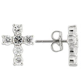 Women's Sterling Silver Cz Cross Stud Earrings