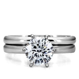 Women's 2ct Round Brilliant Cut Cubic Zirconia Wedding Ring Set Stainless Steel