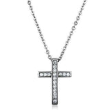 Women's Stainless Steel Cross CZ Necklace and Chain 18 Inches in Length