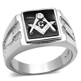 Men's Masonic Lodge Free Mason Ring in Black and Stainless Steel