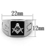 Men's Masonic Lodge Free Mason Ring in Black and Stainless Steel