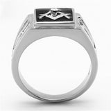 Men's Masonic Lodge Free Mason Ring in Black and Stainless Steel