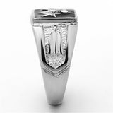 Men's Masonic Lodge Free Mason Ring in Black and Stainless Steel